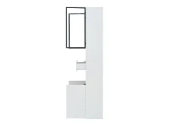 Vitrine branca com 2 portas, 2 portas de vidro, gaveta e luzes LED, aglomerado