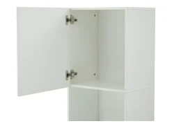 Vitrine branca de alto brilho com 2 portas e 1 prateleira de vidro, LED incluído - 45x35x160cm