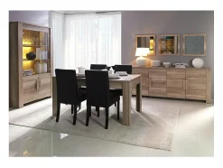 Vitrine, buffet, armário FARRA 4 portas + LED. Móvel contemporâneo ideal para a sua sala de estar ou sala de jantar.