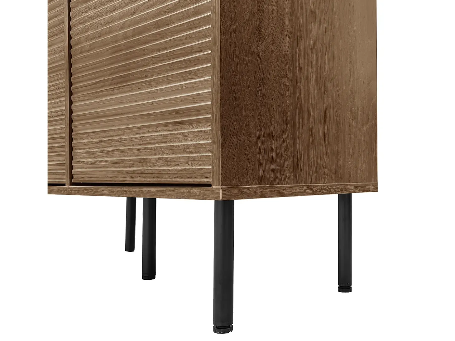 Vitrine com 2 portas de vidro e 4 gavetas - Cor madeira escura