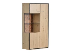 Vitrine com 3 portas e 2 prateleiras - LEDs - aglomerado e vidro - altura 150cm - cor carvalho