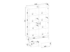 Vitrine com 2 portas e LED integrado Preto e Carvalho 104x166 cm