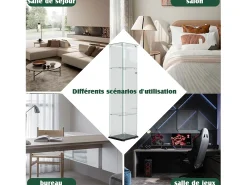 Vitrine com 5 prateleiras e portas duplas, vitrine para sala de estar