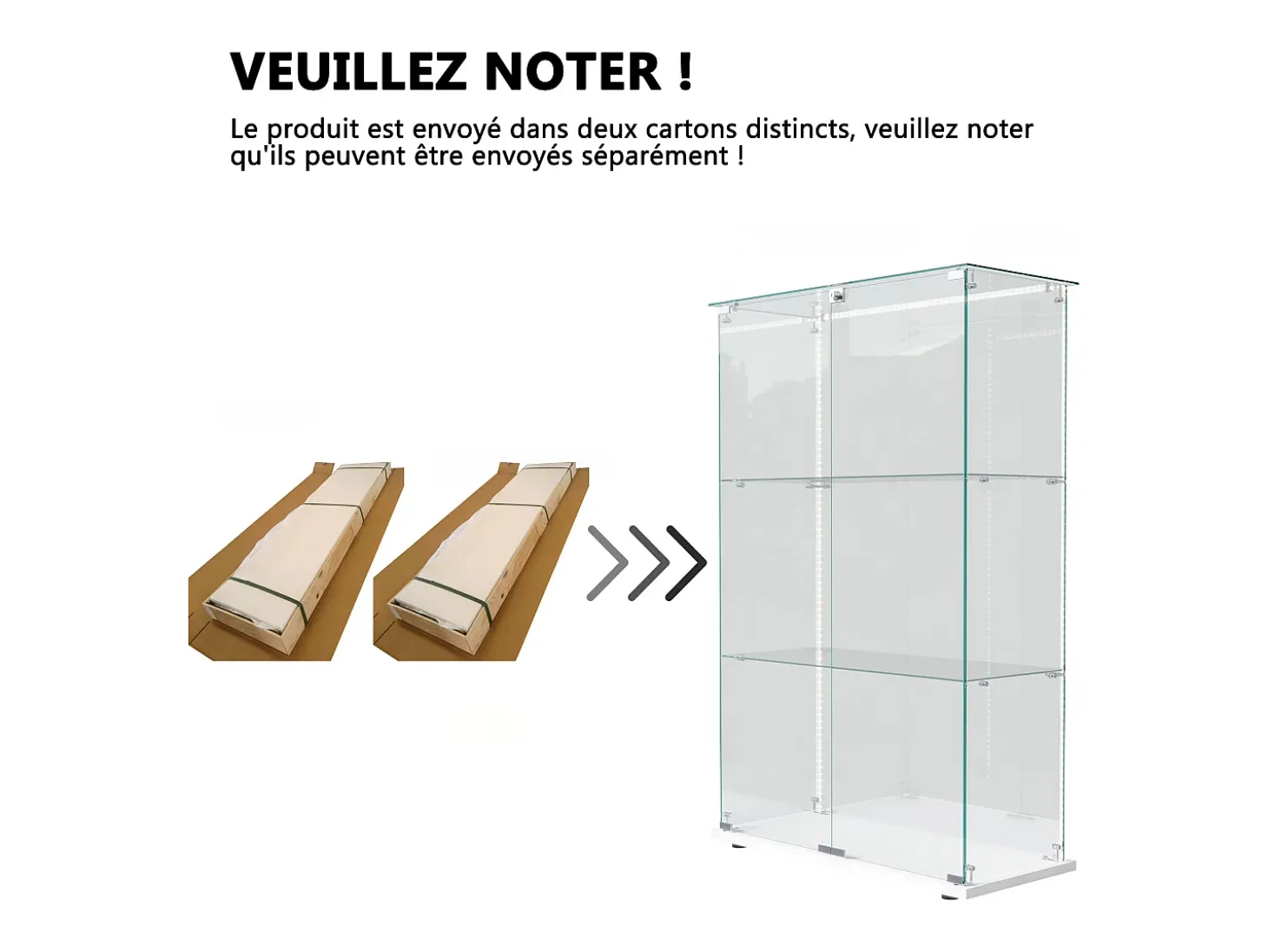 Vitrine com 4 prateleiras e portas duplas, vitrine para sala de estar