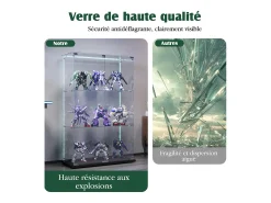 Vitrine com 4 prateleiras e portas duplas, vitrine para sala de estar