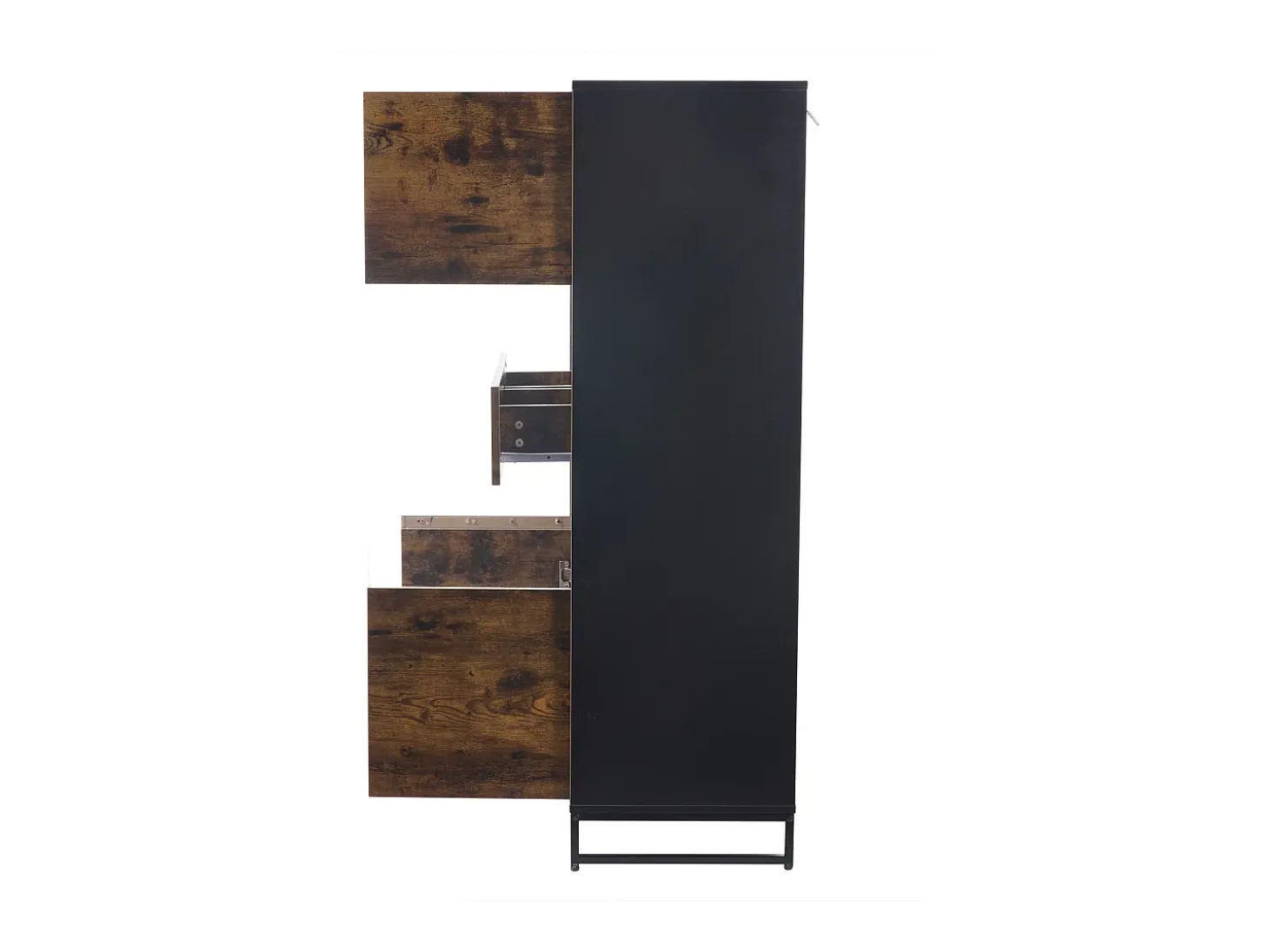 Vitrine com iluminação LED, vitrine independente, armário com 2 gavetas, com painel de acrílico, 80x40x138 cm, marrom