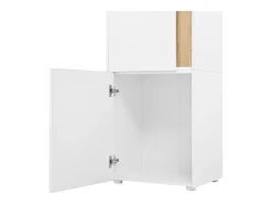 Vitrine com iluminação LED e 2 portas - Ideal para sala de estar, escritório e cozinha - Branco e natural - 50 x 40 x 179 cm