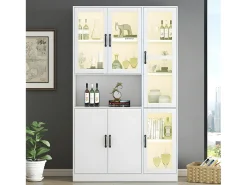 Vitrine com iluminação LED - prateleiras com 6 portas - A 200cm - Branco