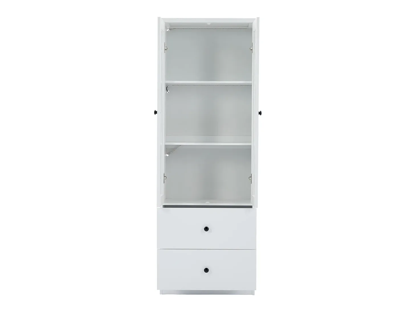 Vitrine com iluminação LED de 16 cores, 2 gavetas e 2 portas de vidro - Branco
