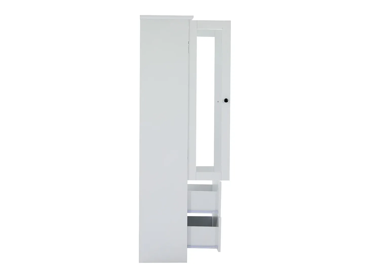 Vitrine com iluminação LED de 16 cores, 2 gavetas e 2 portas de vidro - Branco