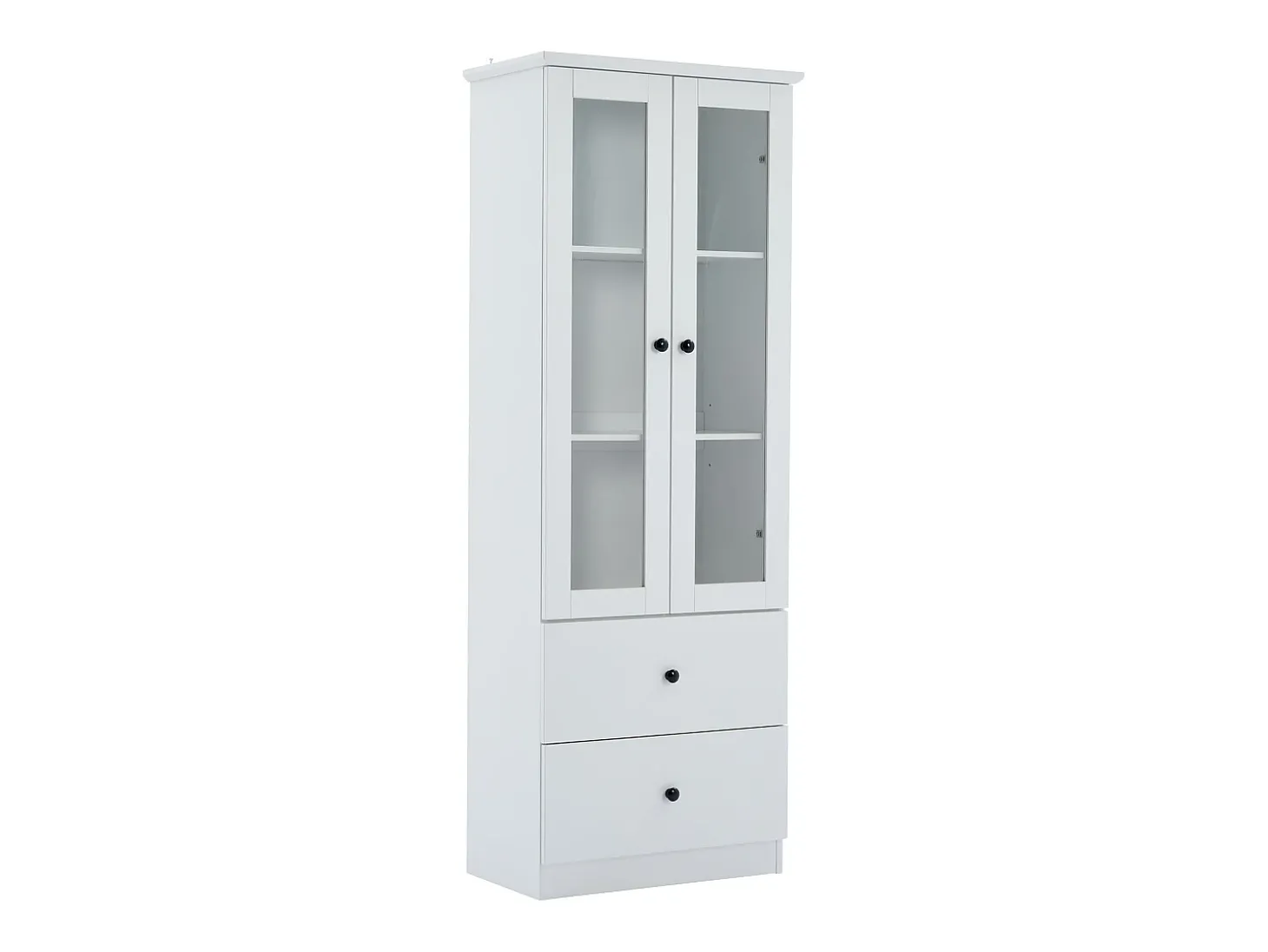 Vitrine com iluminação LED de 16 cores, 2 gavetas e 2 portas de vidro - Branco