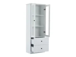 Vitrine com iluminação LED de 16 cores, 2 gavetas e 2 portas de vidro - Branco