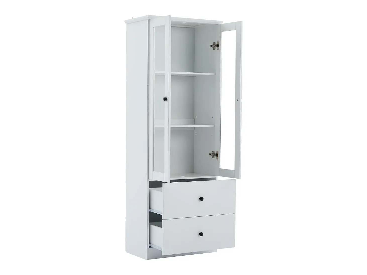 Vitrine com iluminação LED de 16 cores, 2 gavetas e 2 portas de vidro - Branco