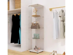 Vitrine com porta de vidro, 164 x 43 x 36 cm, 4 prateleiras, estante antiga independente, branca