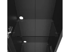 Vitrine com porta em acrílico e iluminação LED - prateleiras em vidro - Preto 40 x 29 x 170 cm