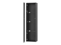 Vitrine com porta em acrílico e iluminação LED - prateleiras em vidro - Preto 40 x 29 x 170 cm