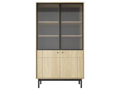 Vitrine: cor: carvalho linea, pés pretos, 103,5 x 184,6 x 39 cm