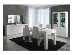 Vitrine, cristaleira, armário para pratas FABIO branco brilhante high gloss + LED. Móvel design para sua sala de estar ou sala de jantar.