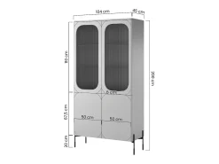 Vitrine de 2 portas com pé de metal caxemira 104x200 cm