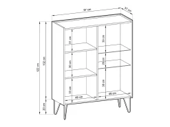 Vitrine de 2 portas em laminado preto com vidro 97x122 cm
