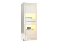 Vitrine de alto brilho - 61 x 42 x 162 cm - com LEDs + 1 prateleira de vidro - aglomerado - branco