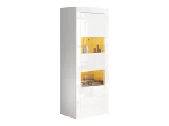 Vitrine de alto brilho - 61 x 42 x 162 cm - com LEDs + 1 prateleira de vidro - aglomerado - branco