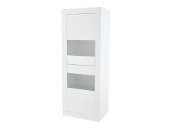 Vitrine de alto brilho - 61 x 42 x 162 cm - com LEDs + 1 prateleira de vidro - aglomerado - branco