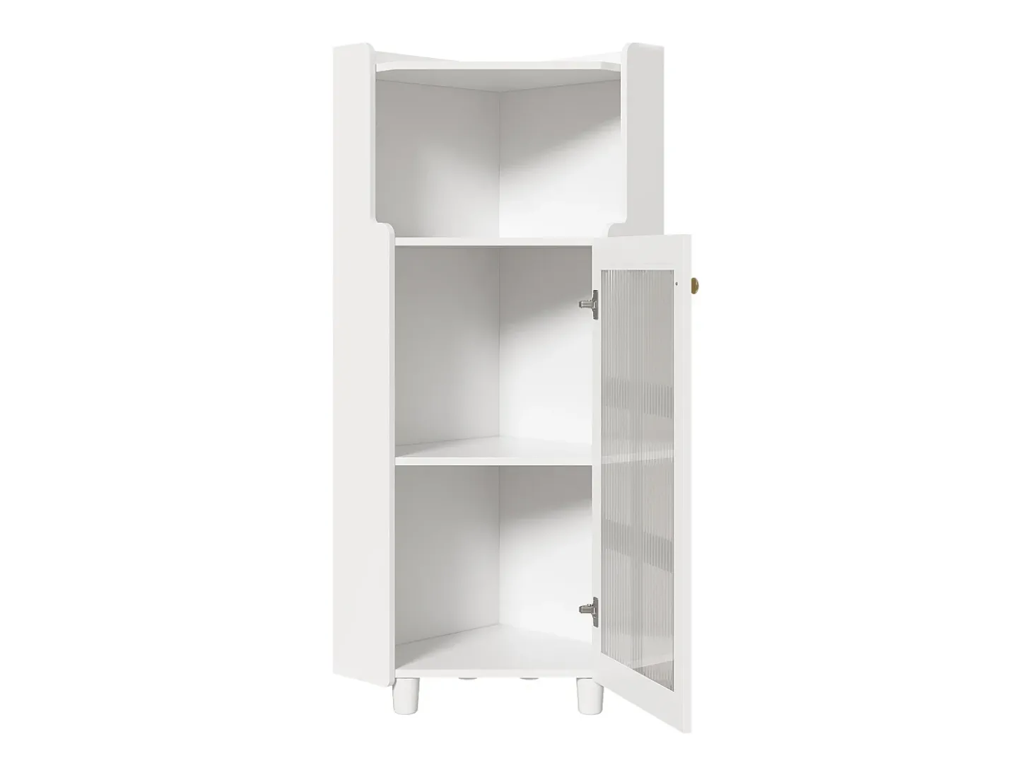 Vitrine de canto branca - Com iluminação LED e 2 portas de vidro