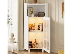 Vitrine de canto branca - Com iluminação LED e 2 portas de vidro