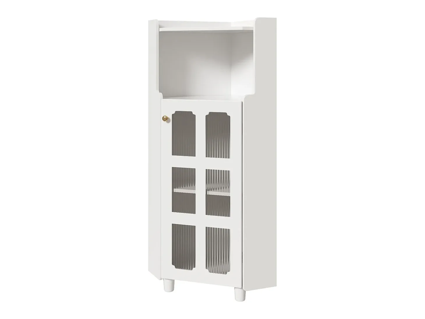 Vitrine de canto branca - Com iluminação LED e 2 portas de vidro