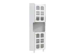 Vitrine de canto laqueada - 63,5 x 45 x 157,5 cm - com LEDs + 2 portas + prateleira - MDF - branca