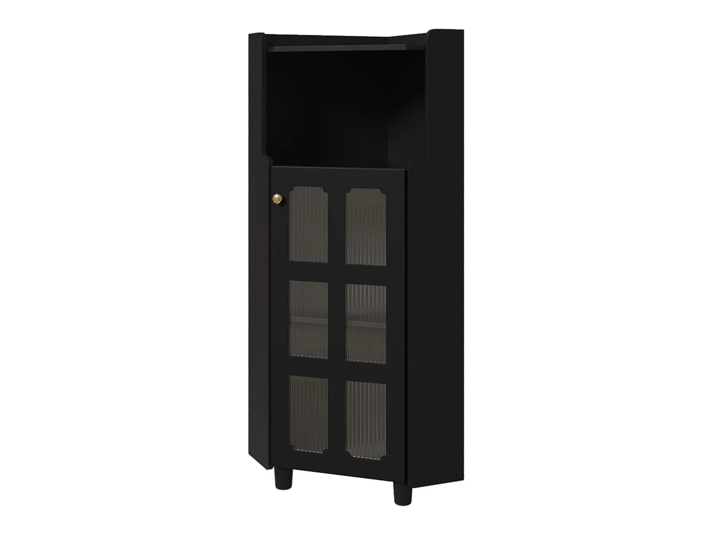 Vitrine de canto preta - Com iluminação LED e 2 portas de vidro