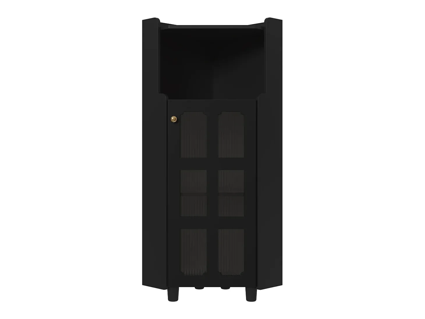 Vitrine de canto preta - Com iluminação LED e 2 portas de vidro