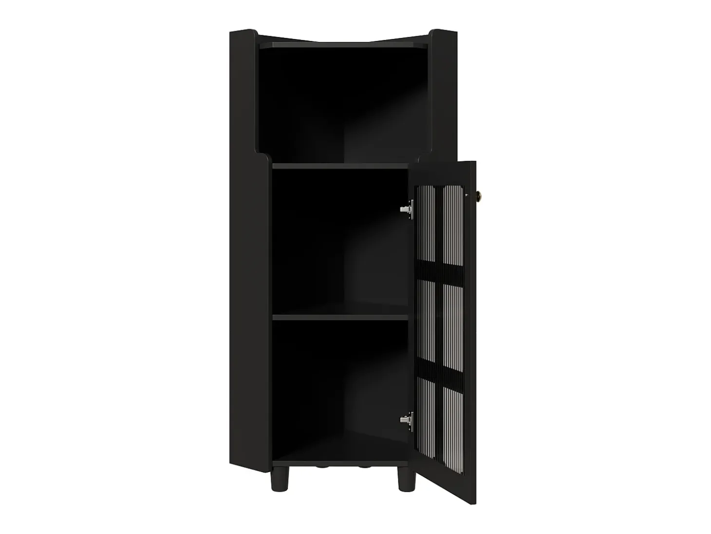 Vitrine de canto preta - Com iluminação LED e 2 portas de vidro