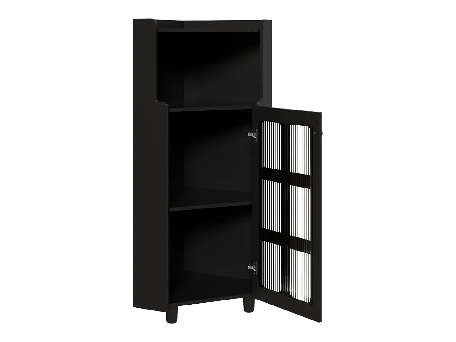 Vitrine de canto preta - Com iluminação LED e 2 portas de vidro