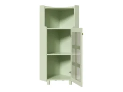 Vitrine de canto verde com iluminação LED e 2 portas de vidro - Madeira MDF