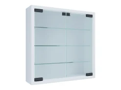 Vitrine de parede branca Mandosa S 40x40x10 cm, 2 portas em vidro de segurança ESG, estrutura em madeira, montagem segura na parede