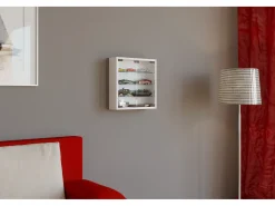Vitrine de parede branca Mandosa S 40x40x10 cm, 2 portas em vidro de segurança ESG, estrutura em madeira, montagem segura na parede