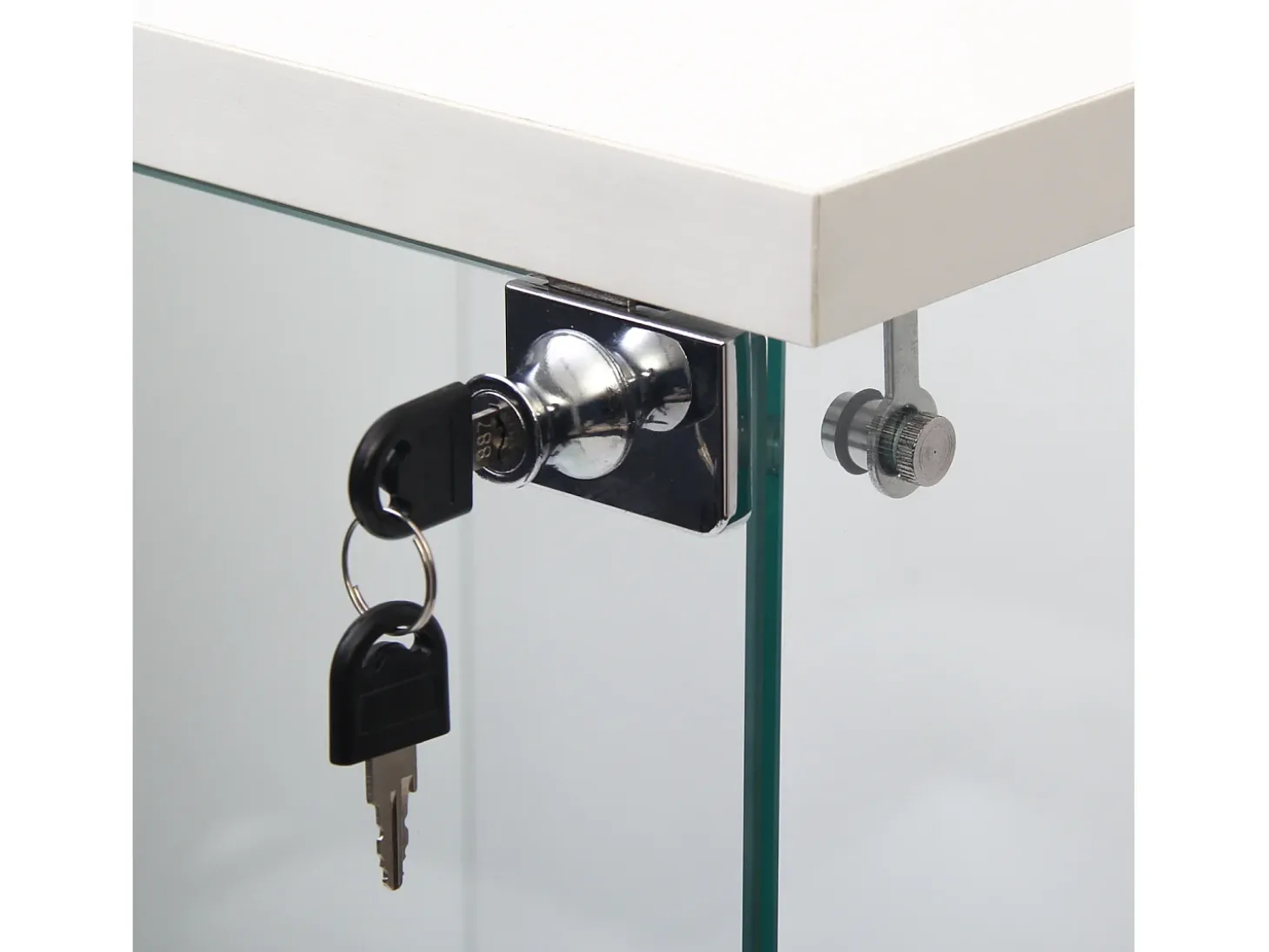 Vitrine de vidro - 3 prateleiras de vidro - com portas e fechadura - branca