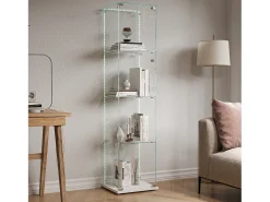 Vitrine de vidro – 5 prateleiras, portas duplas, vitrine para sala de estar