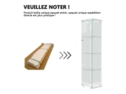 Vitrine de vidro – 5 prateleiras, portas duplas, vitrine para sala de estar