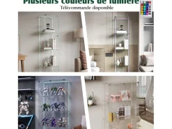 Vitrine de vidro – 5 prateleiras, portas duplas, vitrine para sala de estar