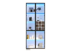 Vitrine de vidro - 80 x 35 x 200 cm - com portas de vidro + LEDs - aglomerado - branco