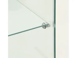 Vitrine de vidro com 1 porta e fechadura, para sala de estar, branca com luz e espelho, 164x42,5x36,5 cm