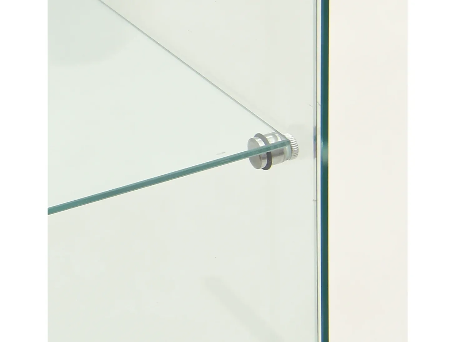 Vitrine de vidro com 1 porta e fechadura, para sala de estar, branca com luz e espelho, 164x42,5x36,5 cm
