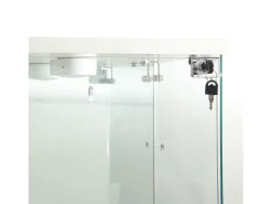 Vitrine de vidro com 1 porta e fechadura, para sala de estar, branca com luz e espelho, 164x42,5x36,5 cm