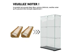 Vitrine de vidro com 4 prateleiras e portas duplas – Móveis elegantes para sala de estar