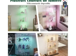 Vitrine de vidro com 4 prateleiras e portas duplas – Móveis elegantes para sala de estar