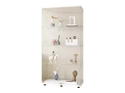 Vitrine de vidro com 4 prateleiras, 2 portas e fechadura, 164 x 80 x 36 cm, branca