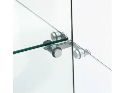Vitrine de vidro com 4 prateleiras, vitrine de 2 portas com luz e fechadura, branca